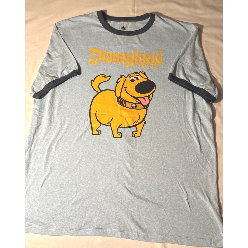 Disney Pixar Up Dug Ringer T-Shirt Mens Large Disneyland Resort Blue Heather L